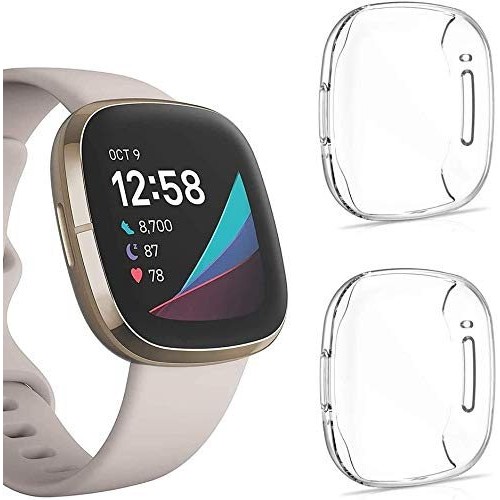 (2 PACK)KARTICE Compatible with Fitbit Versa 3 ケース Fitbit Versa3カバー Fitbit Sense全面保護 超軽量耐衝撃 保護カバー キズ防止「ソフトTPUクリア 」 材質