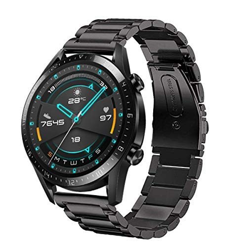 KARTICE for Huawei Watch 3/3 Pro/Huawei watch gt2 pro/gt2/ticwatch pro3 22mm/amazfit gtr 47mm/galaxy watch 3 45mm/fossil gen5 ファーウェイ gt2 pro ビジネス ステンレスベルト 調整道具付き 簡単取り付け (1-ブラック)